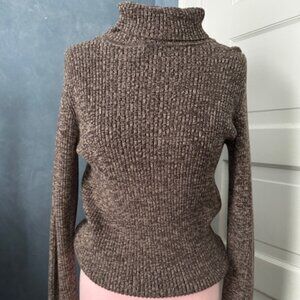 Sonoma Life & Style Ribbed Turtleneck Chocolate/Brown Variegated Size L